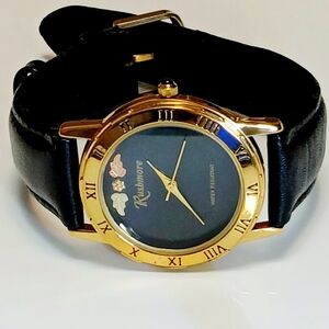 Rushmore Black Hills Gold Leaves Watch Black Leather New Battery
